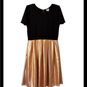 Lularoe Dress Metallic Gold Foil Shimmer Elegant Amelia XL 18-20 Glam Dressy